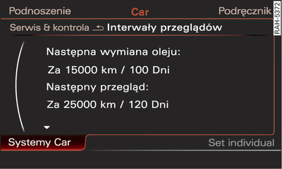 Infotainment: wskazanie terminów przeglądu